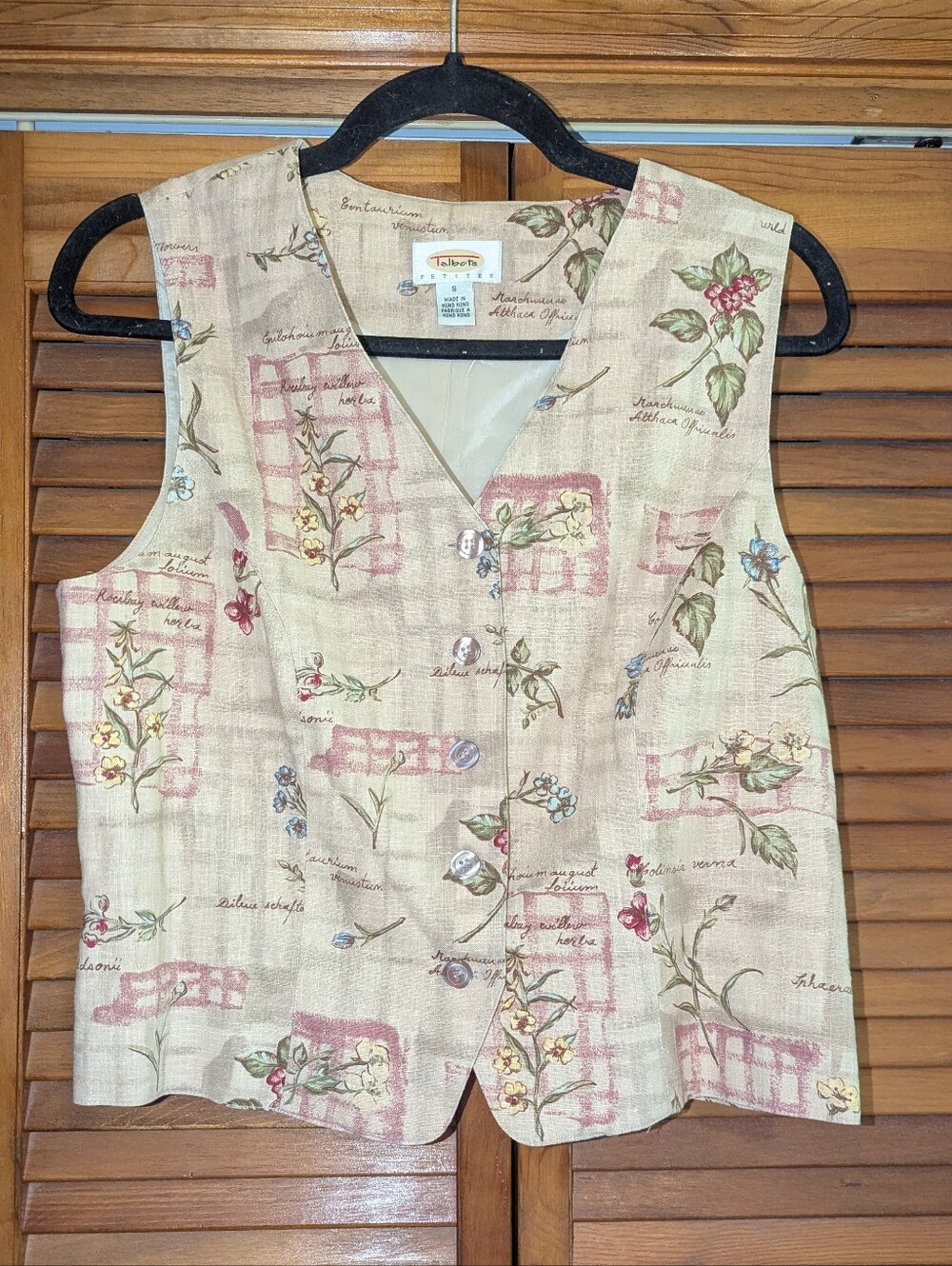 Vintage Linen Cotton Cottagecore Botanical Wildflower Bohemian Academia Vest